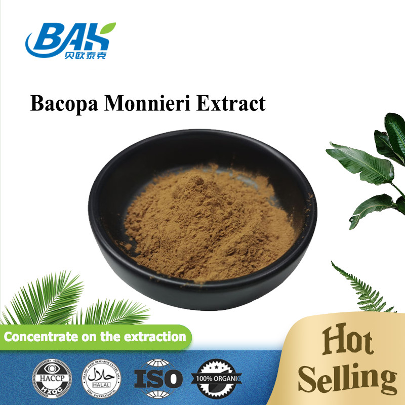 Vente à chaud HPLC UV Bacopa Monnieri extrait poudre jaune brun 100% passe 80 mesh